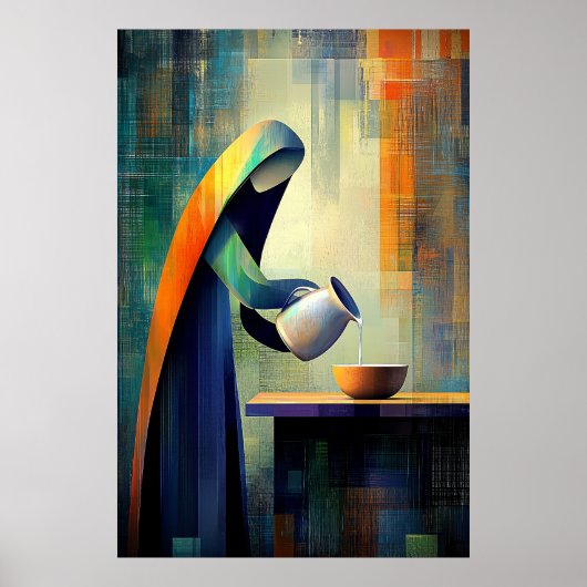 Milchmädchen - Kubist Inspiriert von Vermeer Poster (Vorne)