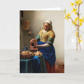 Milchmädchen Küchenmädchen von Johannes Vermeer Karte (Gelbe Blume)