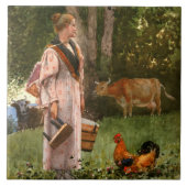 Milchmädchen (Rustikaler Milchbetrieb) Fliese (Vorderseite)