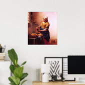 Milchmädchen von Johannes Vermeer Poster (Heimbüro)