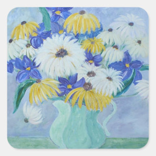 Milchprodukte in Vase-Aufklebern Quadratischer Aufkleber