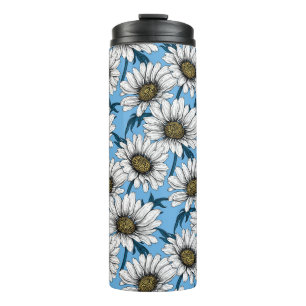 Milchprodukte, wild lebende Blume auf blau Thermosbecher