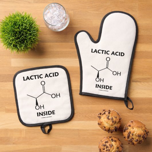 Milchsäure Innerhalb Chemie Molekül Ofenhandschuh & Topflappen-Set (Oben Unten)