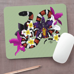 Milchschlange Exotische Florale Grün Mousepad