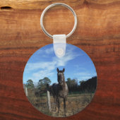 Milchschokolade Braunes Pferd in Blau Schlüsselanhänger (Vorderseite)