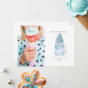 Milchshake Dairy Christmas Blaue Schneeflocke Feiertagskarte