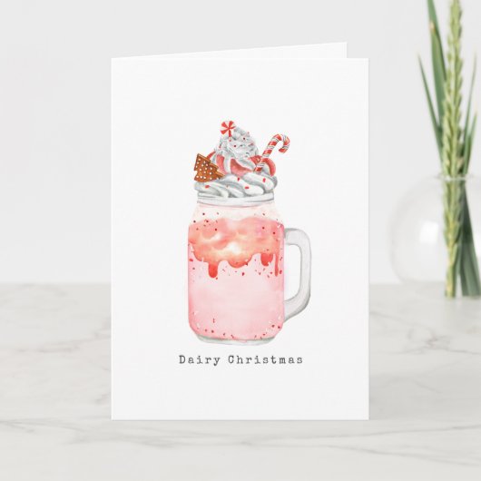 Milchshake im Mason-Glas mit Weihnachts-Pfeffermin Feiertagskarte (Vorderseite)