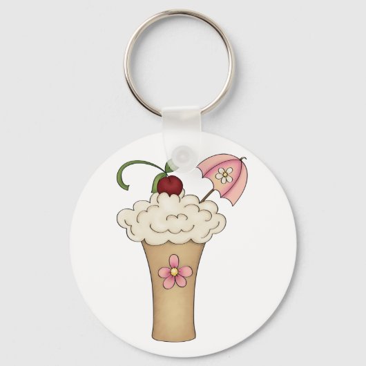 Milchshake mit einem Schirm-Schlüsselanhänger Schlüsselanhänger (Vorderseite)