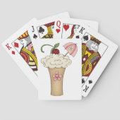 Milchshake mit Schirm, der Karten spielt Spielkarten (Rückseite)
