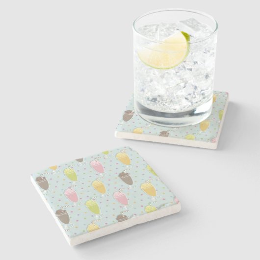 Milchshake-Muster Steinuntersetzer (Seitenansicht)