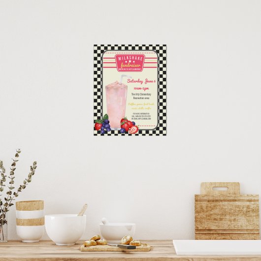 Milchshake Spendenaktion Diner Menü Flyer Poster (Küche)