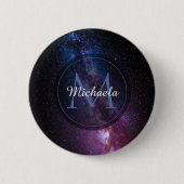 Milchstrahlenfarben, personalisierbar, monogramm button (Vorderseite)