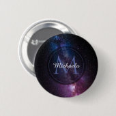 Milchstrahlenfarben, personalisierbar, monogramm button (Vorne & Hinten)