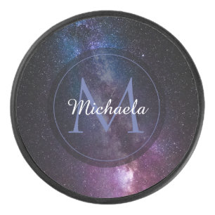 Milchstrahlenfarben, personalisierbar, monogramm eishockey puck
