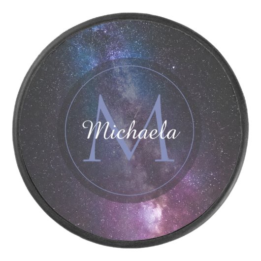Milchstrahlenfarben, personalisierbar, monogramm eishockey puck (Vorderseite)