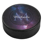 Milchstrahlenfarben, personalisierbar, monogramm eishockey puck (3/4)