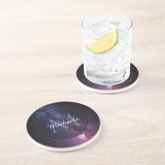 Milchstrahlenfarben, personalisierbar, monogramm getränkeuntersetzer (Seite)