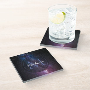 Milchstrahlenfarben, personalisierbar, monogramm glasuntersetzer