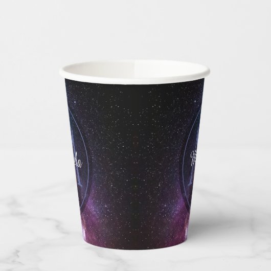 Milchstrahlenfarben, personalisierbar, monogramm pappbecher (Links)