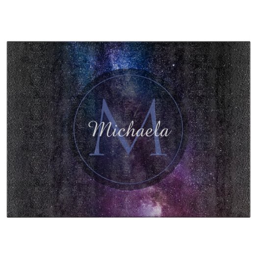 Milchstrahlenfarben, personalisierbar, monogramm schneidebrett (Vorderseite)