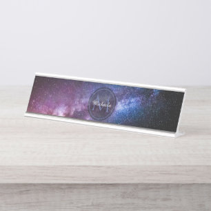 Milchstrahlenfarben, personalisierbar, monogramm schreibtischnamensplakette
