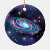 Milchstraße | Cosmic Blue Lila Pink Glow Keramik Ornament (Hinten)