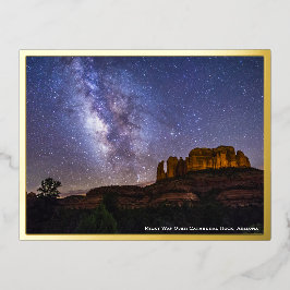 Milchstraße Galaxie über Dom-Felsen, Arizona Gold Folie Einladungspostkarte