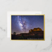 Milchstraße Galaxie über Dom-Felsen, Arizona Gold Folie Einladungspostkarte (Vorderseite/Rückseite)