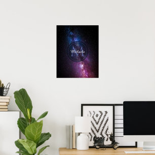 Milchstraße Helle Farben personalisierbares Monogr Poster
