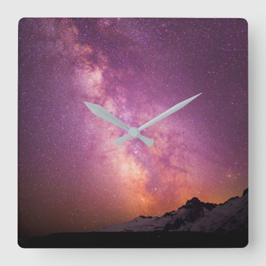 Milchstraße | Über der Schulter des Berges Rainier Quadratische Wanduhr (Vorderseite)