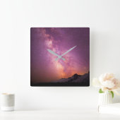 Milchstraße | Über der Schulter des Berges Rainier Quadratische Wanduhr (Zuhause)