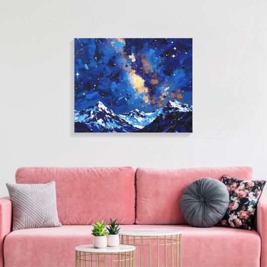 Milchstraße über Gebirge Premium Wrap Canvas Leinwanddruck (Insitu (Wohnzimmer))