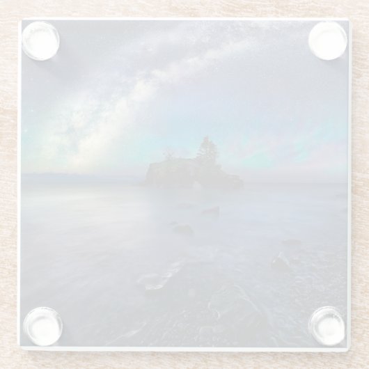 Milchstraße über hohlem Felsen Glasuntersetzer (Rückseite)