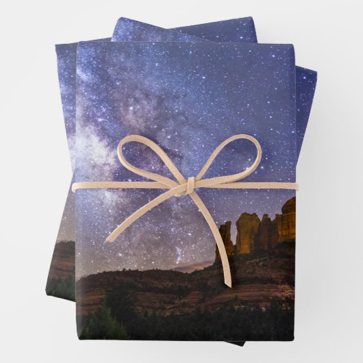 Milchstraße über Kathedrale Rock, Arizona Geschenkpapier Set (Beispiel)