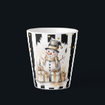 Milchtasse Klein Snowman and Stripes Var04<br><div class="desc">Süßes Schneemann-Motiv in Wasserfarben-Opitk und schwarze Streifen mit goldenen Akzenten. Es sind noch weitere Varianten erhältlich. Achtung: Dieses Motiv ist auf die kleinen Latte-Becher angepasst. Für weitere Produktvarianten schaut in meinen Shop. Nutzungslizenz bei Creative Fabrica,  Gesaltung bei grafXthings.</div>