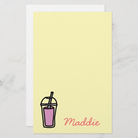 Milchtee Bubble Tee Teenager Mädchen rosa Briefpapier (Vorne/Hinten)