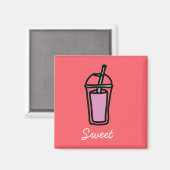 Milchtee Pink-Bubble-Tee Magnet (Vorderseite/Rückseite)