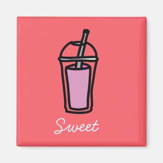 Milchtee Pink-Bubble-Tee Magnet (Vorne)