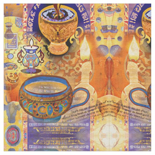 Milchtee und Kerzen Stoff (Nahaufnahme)