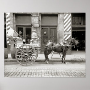 Milchwagen New Orleans, 1910. Antikes Foto Poster