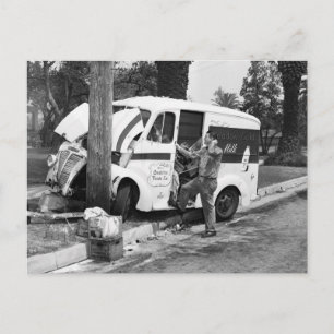 Milchwagen-Unfall, Los Angeles, 1951 Vintage Postkarte