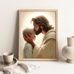 Milder Heiland, Christliches Gemälde, Jesus mit Ju Poster