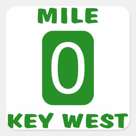 Mile 0 Key West Quadratischer Aufkleber (Vorderseite)