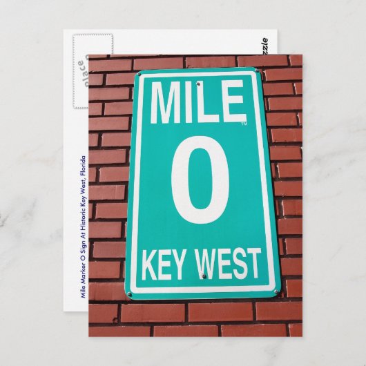 Mile Marker 0 Signer Key West Florida Postkarte (Vorne/Hinten)
