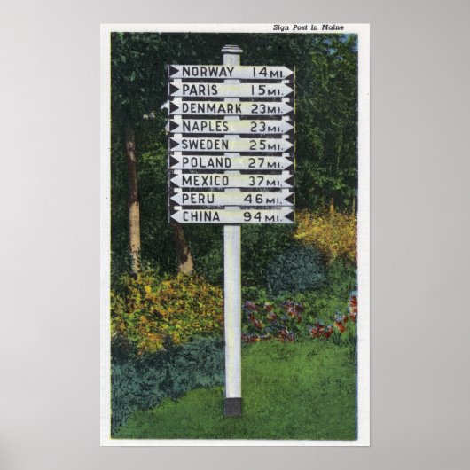 Mile Marker Sign Post Poster (Vorne)