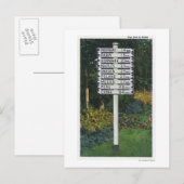 Mile Marker Sign Post Postkarte (Vorne/Hinten)
