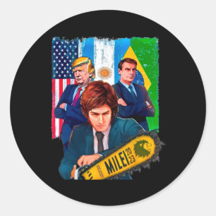 Milei Presidente 2023 Donald Trump Jair Bolsonaro Runder Aufkleber