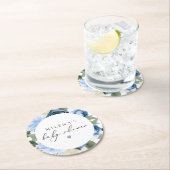 MILENA Dusty Blue Floral Boy Baby Dusche Runder Pappuntersetzer (Vor Ort)