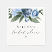 MILENA Dusty Blue Floral Brautparty Serviette (Vorderseite)