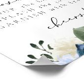 MILENA Dusty Blue Navy Floral Mimosa Bar Sign Poster (Ecke)